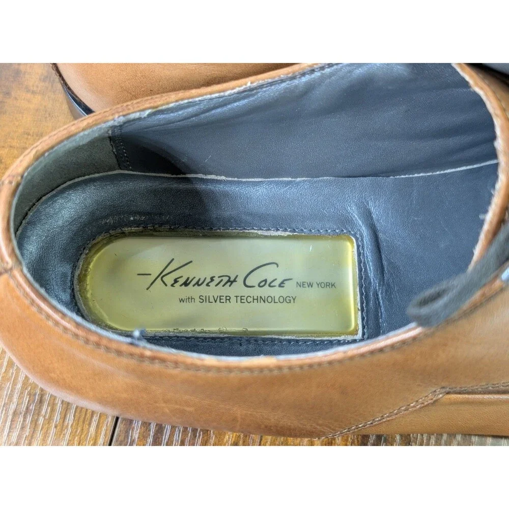 Kenneth Cole NY 72416 Men’s Tan Leather Apron Toe Derby Dress Shoes Size 9